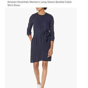 Amazon Essentials Women's Long-Sleeve Banded Collar Shirt Dress